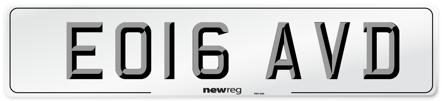 EO16 AVD Number Plate from New Reg